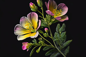 Obraz na płótnie Canvas Evening Primrose Flowers, Illustration, Generative AI