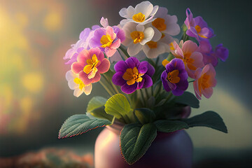 Fototapeta na wymiar Evening Primrose Flowers, Illustration, Generative AI