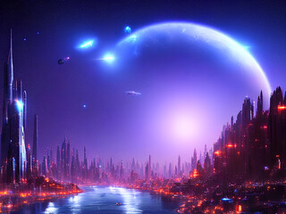 Obraz premium Alien planet Fantasy sci fi background series 111 of 155