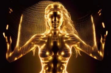 Gold Shimmering Woman Particles Generative AI