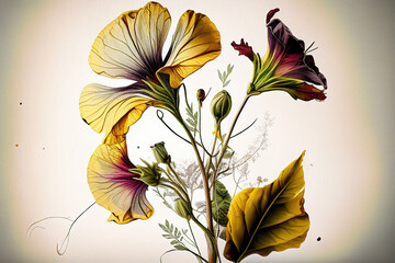 Evening Primrose Flowers, Illustration, Generative AI