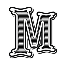M Alphabet Ornament Logo Vector Design