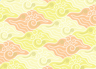Batik motifs from Indonesian Javanese cloth, the development of the mega cloudy motif with a very beautiful seamless line pattern. Vector EPS 10