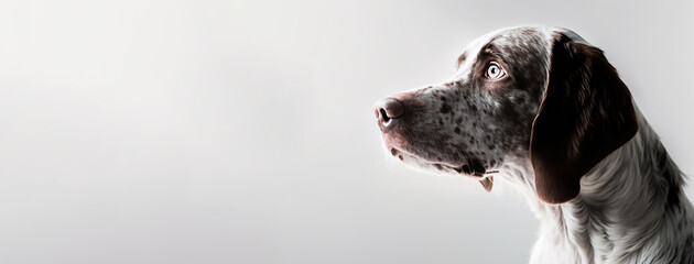 Portrait of a beautiful dog, light background. Generative AI