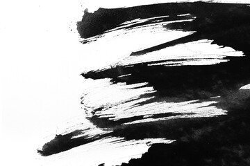 abstract black ink of stain or splash black watercolor paint is calligraphy of line brush  - obrazy, fototapety, plakaty