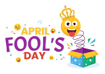 Fototapeta premium Happy April Fools' Day Celebration Illustration wearing a Jester Hat and Surprise for Web Banner or Landing Page in Flat Cartoon Hand Drawn Templates