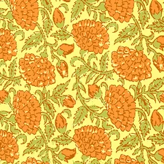 Gordijnen Ajrakh Pattern and block print Pattern with batik print allovers textile pattern © Sagar