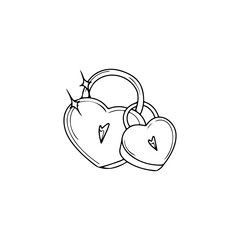 vector illustration of a heart shaped padlock