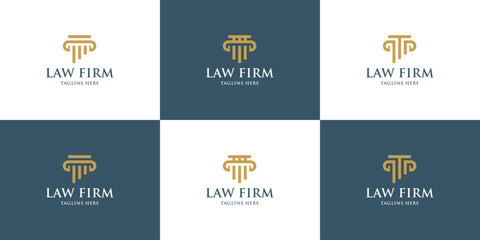 Fototapeta premium Law firm trend line icon vector design template. lawyer at law.Universal law, lawyer, justice, creative premium symbol column idea scale.