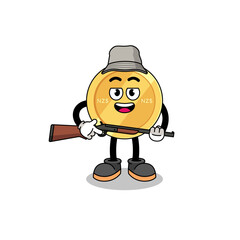 Cartoon Illustration of new zealand dollar hunter