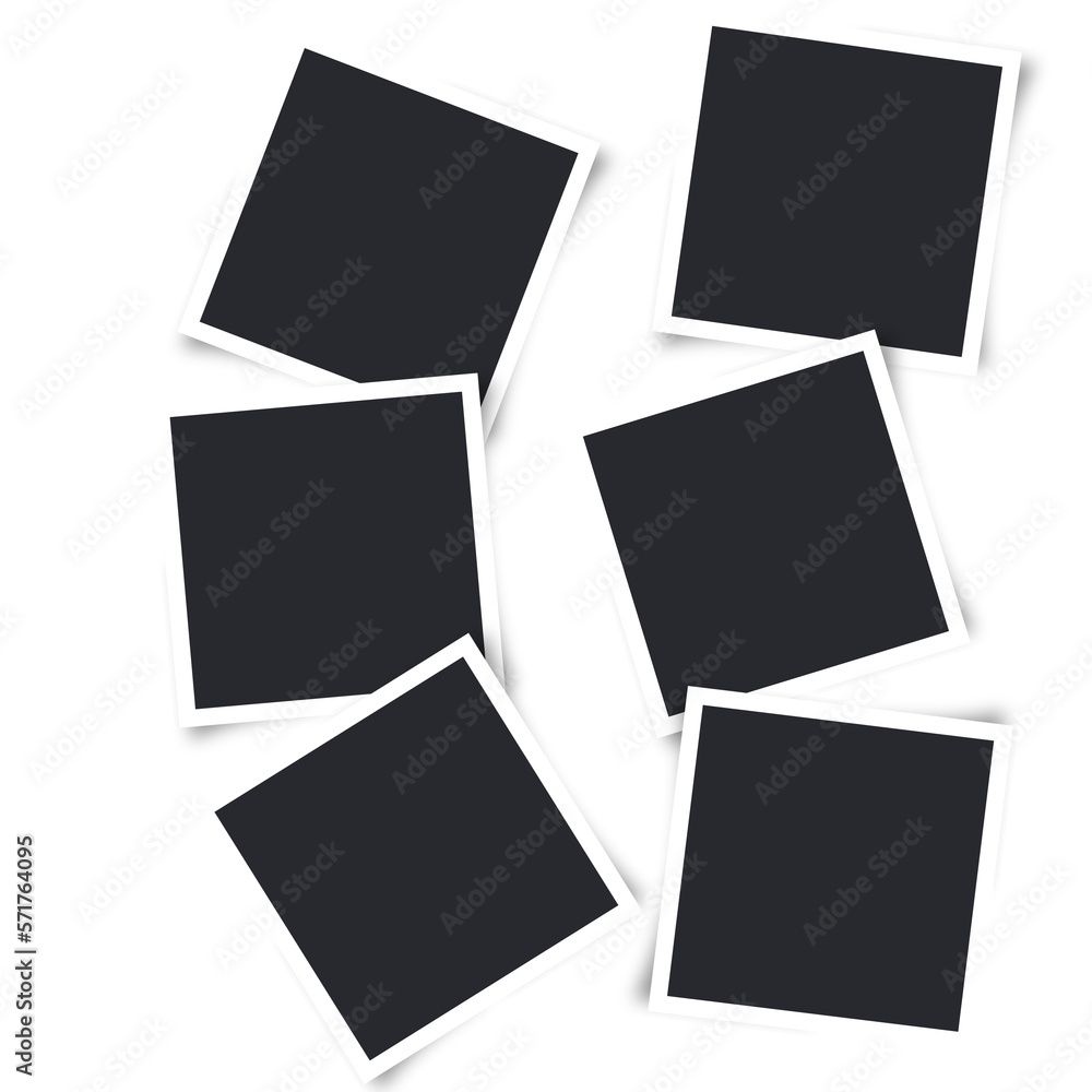 Poster set of square photo frames. collage of realistic frames isolated on transparent background. template