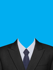 A photo on the front of an ID card or passport photo with a blue  background