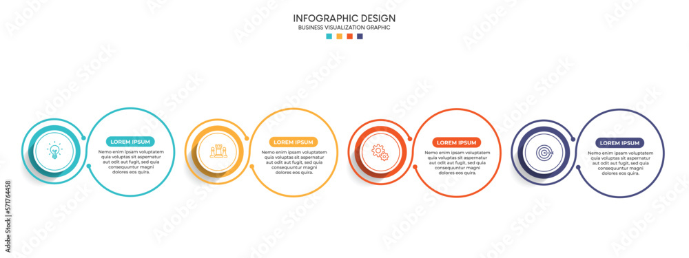 Fototapete steps business data visualization timeline process infographic template design with icons