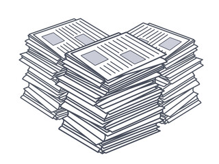 A mountain in which a large amount of documents and materials such as work and study are piled up in a jumbled manner