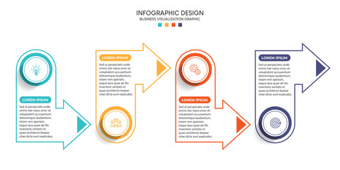 Steps business data visualization timeline process infographic template design with icons