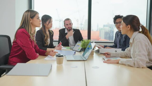Group of multi-Ethnic businessman and businesswoman working in office.
