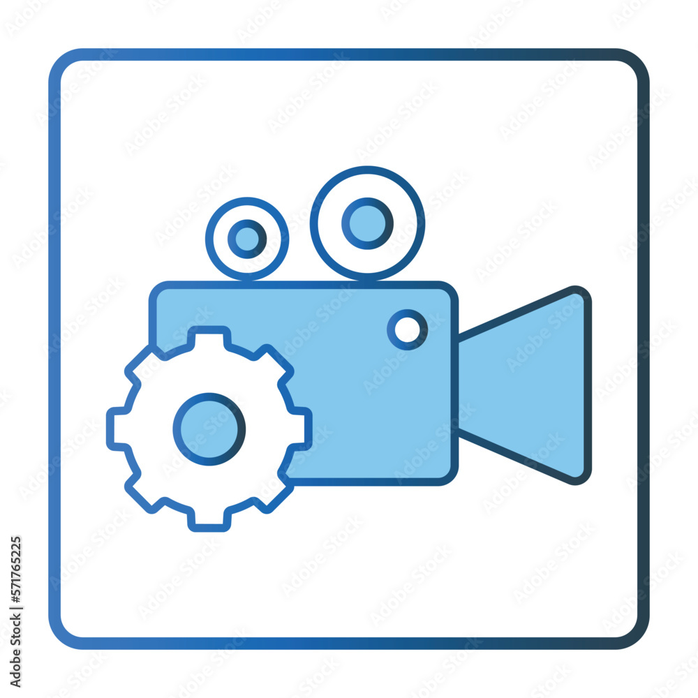 Aufkleber setting camera video icon illustration. icon related to multimedia. lineal color icon style, two ton