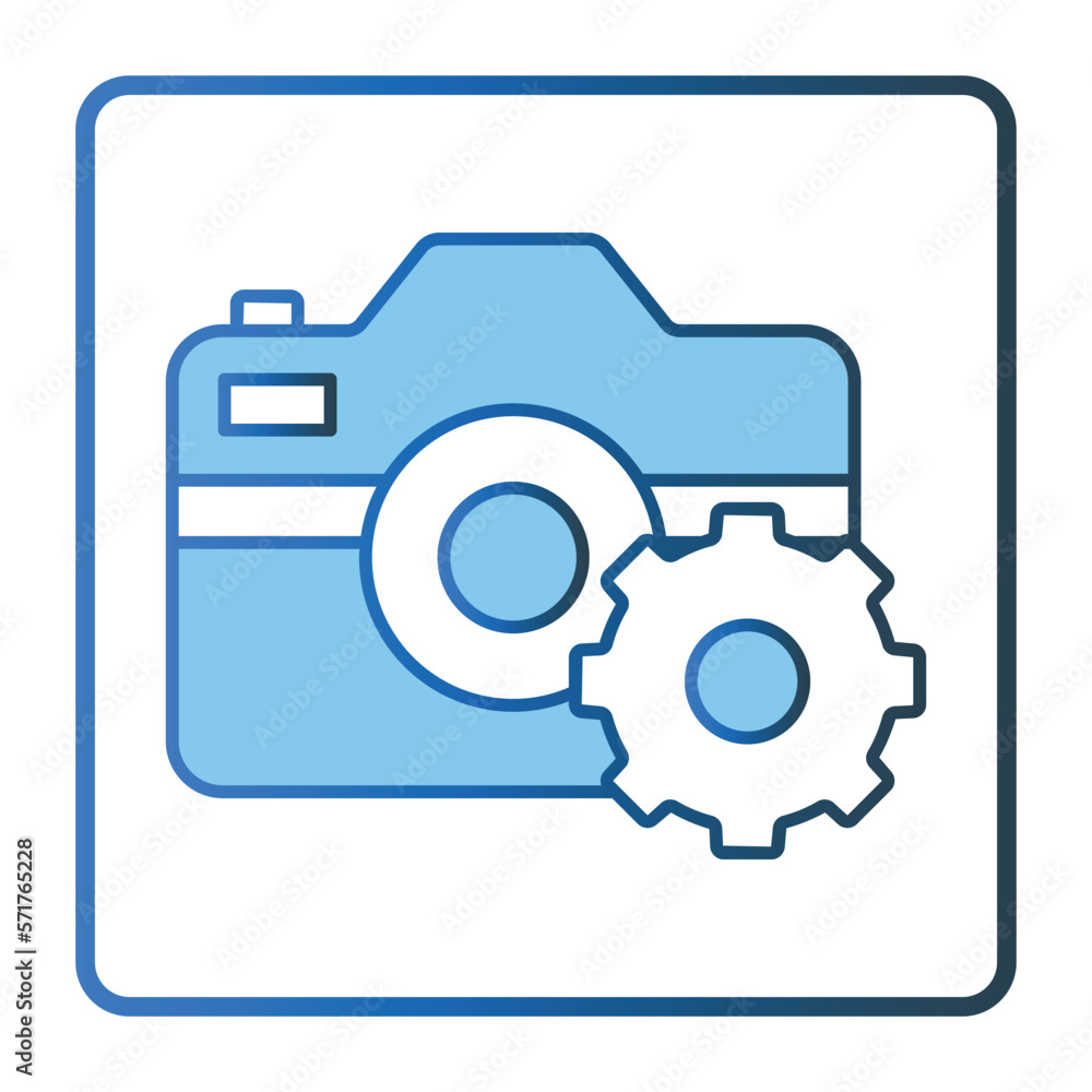 Aufkleber setting camera icon illustration. icon related to multimedia. lineal color icon style, two tone icon