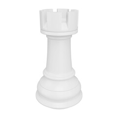 3D rendering white rook isolated on transparent background (object clipping path on PNG file)