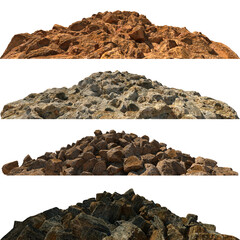 Pile heaps of stones Isolate on white background 3d illustration
