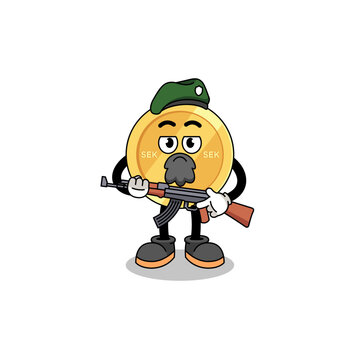recommend clip art: Character cartoon of swedish krona as a special force