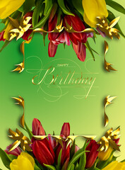 postcard , Internet banner  with a birthday greeting, with the inscription - happy birthday, 3d illustration