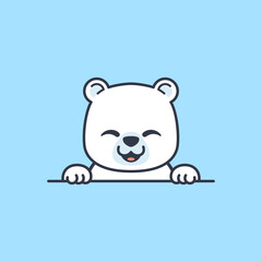 Cute Peeking Polar Bear Vector Illustration