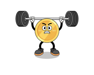 swedish krona mascot cartoon lifting a barbell