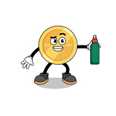 swedish krona illustration cartoon holding mosquito repellent
