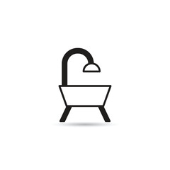 bathtub and faucet icon on white background