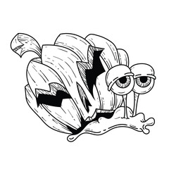 Halloween Pumpkin Line Art Vector Cartoon Funny Spooky