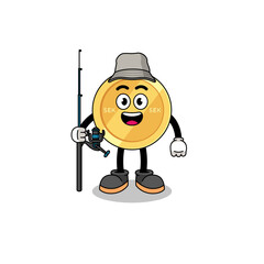 Mascot Illustration of swedish krona fisherman