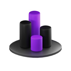 3D Render Chart Diagram Infographic Purple Black