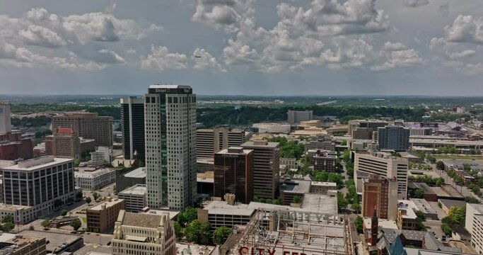 Birmingham Alabama Aerial v20 cinematic fly around central city, flyover city federal condominium capturing downtown cityscape and fountain heights neighborhood - Shot with Mavic 3 Cine - May 2022