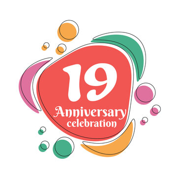 19th anniversary celebration logo colorful  design with bubbles on white background abstract vector  illustration  