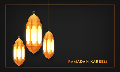 Ramadan kareem greeting card template. Islamic holy month celebration background design. Vector illustration.