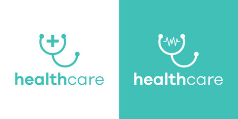 logo design stethoscope health care simple icon vector illustration
