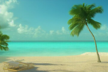 Obraz na płótnie Canvas Cruise To Caribbean With Palm tree On Coral Beach. Generative AI