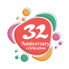 32 anniversary celebration logo colorful  design with bubbles on white background abstract vector  illustration  