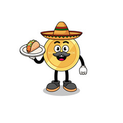Character cartoon of norwegian krone as a mexican chef