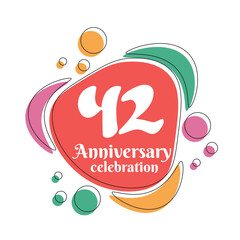 42nd anniversary celebration logo colorful  design with bubbles on white background abstract vector  illustration  