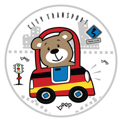  city transport, vector animal cartoon illustration design graphic printing