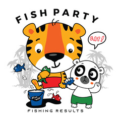  fish party, vector animal cartoon illustration design graphic printing