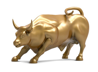 Charging Bull Statue. PNG transparency	
