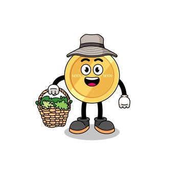 recommend clip art: Character Illustration of mexican peso as a herbalist