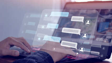 Chatbot Online customer service with chatbots for support. Artificial Intelligence and Automation...
