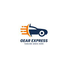 Vector Logo Illustration Gear Express Simple Style.