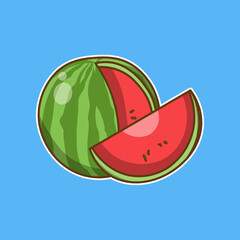 watermelon fruit sticker vector illustration