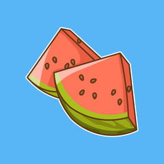 watermelon fruit sticker vector illustration