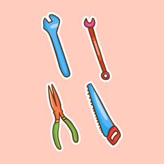 hand tools sticker vector illustration
